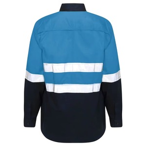 High Visibility <b>Work</b> Shirt Purple Navy Contrast Long Sleeve Reflective Safety Uniform Men's Polyester Hi Vis Workwear - Product Image 6