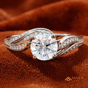 S925 Sterling Silver Round Brilliant Cut <b>CZ</b> Bypass <b>Ring</b> Twisted Pavé Band Swirl Anniversary Wedding <b>Ring</b> - Product Image 1