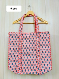 Grand sac fourre-tout en coton matelassé style bohème pour femme, imprimé à blocs, lavable, en promotion pour les courses et le transport de bagages - Product Image 3