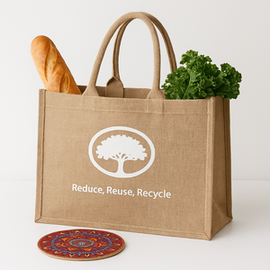 Bolsa de Compras 2026 con Logotipo, Económica, Personalizada, Impresa, Reciclable, de Tela Negra, Blanca y Azul, Estilo Tote, Superficie Personalizable - Product Image 2