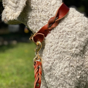 Handmade Leather <b>Braided</b> Dogs pet Collars with metal buckle for secure dog walking and training activities in low price - Product Image 2