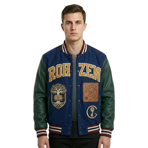 Chaqueta Varsity de Lana y Cuero para Hombre, Personalizada de Alta Calidad, Estilo Letterman, con Parches Bordados, Estilo Urbano - Product Image 1