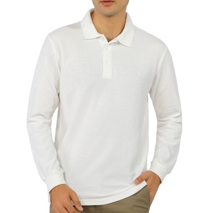 Logotipo personalizado blanco sólido para camisetas de polo Transpirable French Terry Manga completa Ropa informal al aire libre Alta calidad al por mayor - Product Image 1