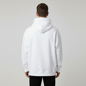 Custom Wholesale <b>Mens</b> Heavyweight <b>White</b> Hoodie Streetwear Graphic Print Fleece Oversized Hooded <b>Sweatshirt</b> Plain Pullover Hoodie - Product Image 5