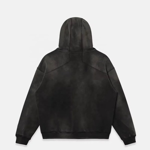 เสื้อฮู้ดดี้ผ้าฟลีซหนานุ่ม 450GSM ผ้าฝ้าย พิมพ์ลายกราฟิกตามสั่ง เอฟเฟกต์ซันเฟด ทรงหลวม ไซส์มาตรฐาน เสื้อพูลโอเวอร์แบบเรียบ ไม่มีลาย สั่งผลิตขั้นต่ำน้อย - Product Image 2