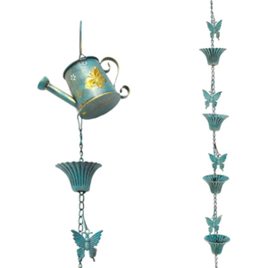 Chaîne de pluie décorative en cuivre pur martelé, alternative au gouttière et au tuyau de descente, déviateur et collecteur d'eau de pluie pour la décoration de jardin et de maison - Product Image 6