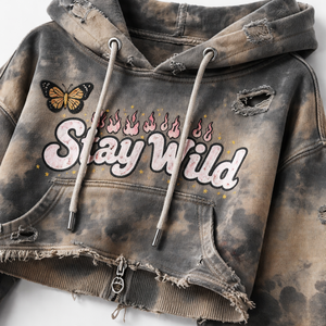 Sudadera Corta Premium con Efecto Desgastado para Mujer al por Mayor - Pedidos Personalizados Disponibles Directamente del Fabricante - Product Image 4