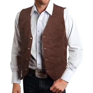 Custom Men's Western Cowboy <b>Fringe</b> Suede Leather Vest Vintage Tassel Biker <b>Waistcoat</b> Snap Button Casual Vest OEM - Product Image 1