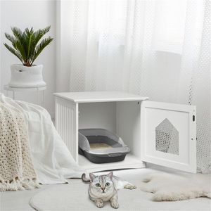 Tavolino Porta Lettiera per Gatti in Legno Bianco da 20 Pollici per Proprietari di Animali Domestici - Product Image 6