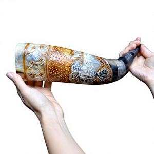 Raven Oath Hand Carved Viking <b>Drinking</b> <b>Horn</b> Buffalo <b>Horn</b> Love Style Eco-Friendly Handmade Custom Size Home Decor Gift By WCI - Product Image 2