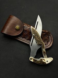 Cuchillo de caza con hoja de acero de Damasco y mango de asta de ciervo, cuchillo de supervivencia para exteriores - Product Image 5
