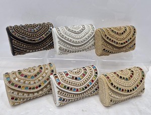 Luxury Handmade Crystal Beaded Evening <b>Clutch</b> Bag for Women | Bridal <b>Wedding</b> Party Envelope Purse with Multicolor Stone - Product Image 2