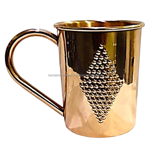 Mug en cuivre pur martelé avec poignée et finition polie pour la boisson et l'utilisation en cuisine, mug en cuivre anti-fuite - Product Image 2