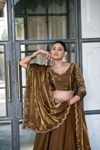 Lehenga Choli de couleur tendance pour filles, robes de soirée et de mariage, Lehenga Choli indien à bas prix avec dupatta pour femmes - Product Image 3