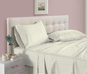 Juego de Ropa de Cama de Hotel al por Mayor, Estilo Europeo y Americano, 300 Hilos, Satén a Rayas, 4 Piezas, Tamaño King y Queen, Juego de Sábanas y Fundas de Almohada - Product Image 1