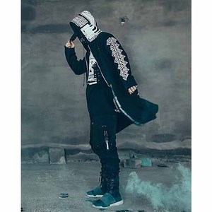 Cardigan à capuche long unisexe noir style Techwear avec fermeture éclair intégrale, personnalisable pour la vente en gros, fabrication OEM ODM - Product Image 5