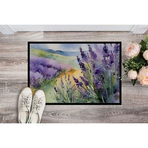Paillasson aquarelle lavande antidérapant lavable à poils bas 24H X 36W tapis d'entrée intérieur et extérieur pour porte d'entrée - Product Image 2