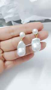 Boucles d'oreilles en perles naturelles, argent sterling 925, plaqué or 18 carats, 4 mm, légères, faites à la main, bijoux cadeau pour elle - Product Image 3