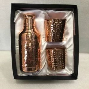 Hammered Copper Tumbler Set Portable <b>Drinkware</b> Gift Box for Home Hotel Party Use - Indian Home Crafts - Product Image 2