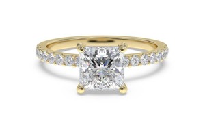 Princess Diamond Shoulder <b>Set</b> <b>Ring</b> 0.50 Ct Lab Grown Diamond In 18K <b>Gold</b> And Platinum - Product Image 2
