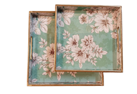 Plateau de service rectangulaire en MDF laqué, motif floral bohème avec oiseaux, épaisseur 1 cm, compatible lave-vaisselle, facile à nettoyer, multifonctionnel pour la table