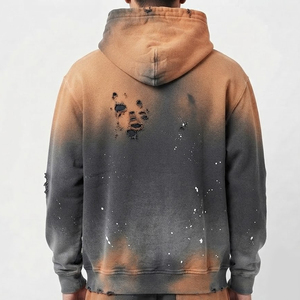 Sweat à capuche homme hiver coupe ample et épais, effet délavé soleil, haute qualité, vente en gros, best-seller, style tendance - Product Image 2