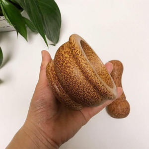 Handmade Brown Natural Mango Wood Mortar and Pestle <b>Grinder</b> Round Kitchen Tool for <b>Herbs</b> and Spices - Product Image 5