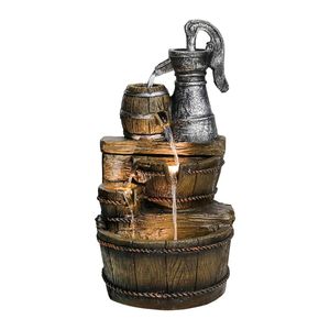 Rustico pavimento esterno a 5 livelli fontana giardino e Patio arredamento con barile e pompa acqua caratteristica - Product Image 1