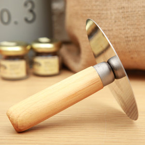 เครื่องทำฮอทเต็อกสแตนเลสแบบใช้ซ้ำได้ ขนาด 11 ซม. ด้ามจับไม้ธรรมชาติ สำหรับทำแพนเค้กเกาหลี บาร์เบอร์ เนื้อทอด และอื่นๆ - Product Image 4