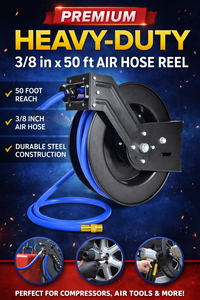 OEM ODM Steel Retractable Air Hose Reel <b>3</b>/8 in Auto Rewind Wall Mount Compressor Hose Blue Hybrid Air GAPGAR013 - Product Image 4