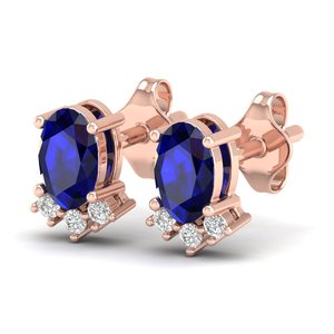 Boucles d'oreilles clous REYES de luxe en argent sterling 925 avec moissanite, saphir bleu classique taille ovale 1 carat, bijoux faits à la main - Product Image 6