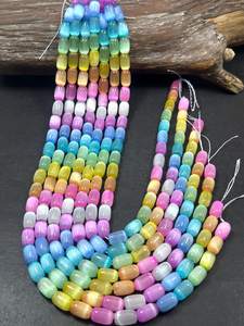 Perles de sélénite arc-en-ciel naturelle, forme tube, magnifique couleur arc-en-ciel, haute qualité, brin complet de 15,5 pouces - Product Image 2