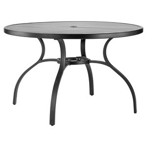 "47 Inch <b>Round</b> Metal <b>Patio</b> Dining <b>Table</b> with Slat Back & 1.5 Umbrella Hole for All Weather" - Product Image 1