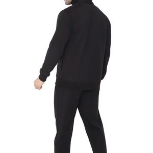 Ensemble de survêtement noir personnalisé pour hommes, col montant, fermeture éclair, sweat-shirt en molleton bouclette, streetwear décontracté d'hiver, pantalon de jogging - Product Image 2