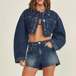 Shorts en jean décontractés vintage tendance pour femme, taille mi-haute, respirants, coupe ajustée, design délavé – Nouvelle collection très prisée - Product Image 2