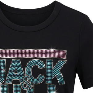 T-shirt graphique pour femme avec strass, col rond, manches courtes, vêtement décontracté et tendance pour tous les jours - Product Image 3