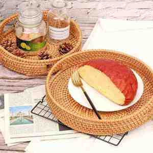 Modern Round Bamboo Serving <b>Tray</b> Single Tier Decorative Tea <b>Tray</b> for <b>Storage</b> Dining & Hotel Service - Product Image 2