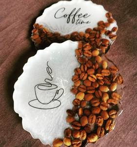 Modern Resin Coaster Set With Abstract Pattern For Coffee <b>Table</b> Decoration And Drink <b>Protection</b> - Product Image 1