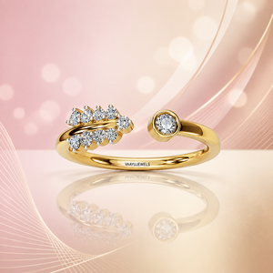 Bague ouverte en forme de feuille inspirée de la nature avec diamant de laboratoire pour femme, design botanique serti en or 10K 14K 18K ou argent 925 935 - Product Image 2