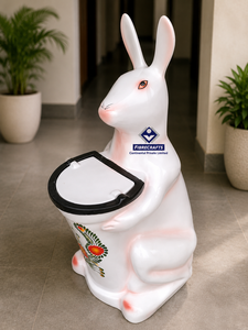 Nouvelle poubelle de rangement en fibre de verre en forme de lapin 2026 avec couvercle, design animal mignon pour usage domestique intérieur - Product Image 1