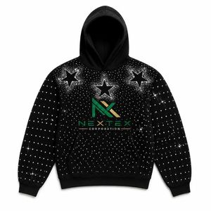 Sweat-shirt à capuche personnalisé avec imprimé étoile en strass pour homme, style Y2K, streetwear glamour, sweat-shirt scintillant - Product Image 1