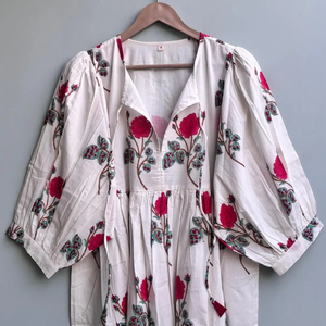 Robe midi décontractée pour femme, toutes saisons, en coton tissé 100%, unie, à manches courtes, taille empire, style babydoll, coupe ample, col en V - Product Image 1