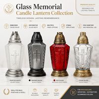 Lanterne funéraire en verre en gros avec croix en relief, lanterne décorative pour cimetière, Jour des Saints, Znicz Szklany Grave Candle