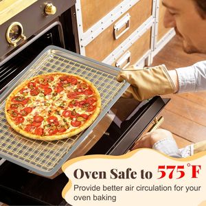 Griglie di raffreddamento per cottura e forno - 2 pz. Griglie in rete metallica da 25x38 cm per forno, cottura, grigliatura, arrosto e drenaggio - Product Image 5