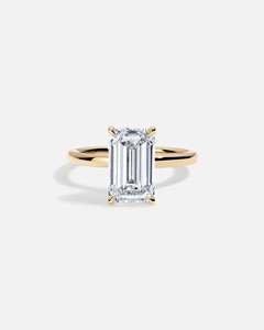 Bagues de fiançailles unisexes de luxe en or 14 carats avec diamant de laboratoire taille émeraude serti à griffes, certifié IGI, HPHT CVD, créé en laboratoire - Product Image 6