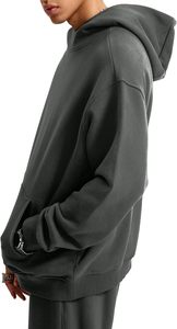 Sweat-shirt à capuche pour homme, couleur unie, en molleton, coupe décontractée et ample, pour l'automne, avec poche verte, en coton tricoté - Product Image 4