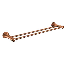 Rose Gold 6-Piece Modern Double Layer Metal <b>Bathroom</b> Accessory Set Wall-Mounted <b>Towel</b> Rack Toilet Brush Holder Tissue Holder - Product Image 3