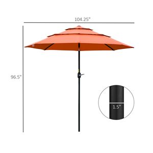 Ombrellone da Patio a 3 Livelli con Raggio di 2,7 m, Manovella e Pulsante di Inclinazione per Cortili Esterni e Palestre - Product Image 3