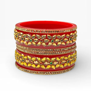 Premium Flower Design Premium Acrylic Bangle Set <b>Pearl</b> Border <b>Gold</b> Plated Trendy Wedding Women's Festive Wear Wholesale Price - Product Image 2
