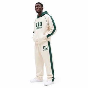 Custom Logo Unisex Hooded <b>2</b> <b>1</b> Printed Tracksuit Set for Green 100% Polyester Casual <b>Sweatshirt</b> Joggers Full Sleeve Autumn Wear - Product Image 3